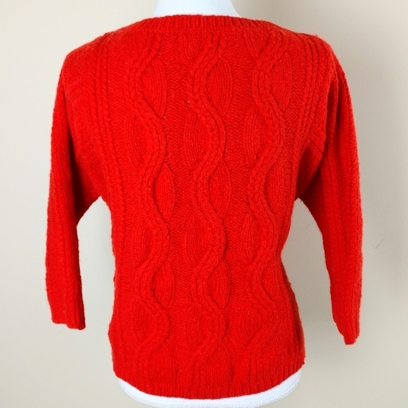 Loft Orange Wool Blend Cable Knit Sweater Sz M - Picture 5 of 8